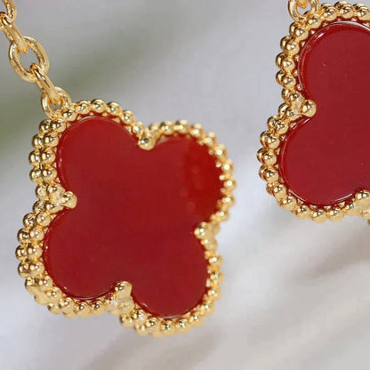 [GALE]CLOVER  2 MOTIF  TIGER EYE CARNELIAN EARRINGS
