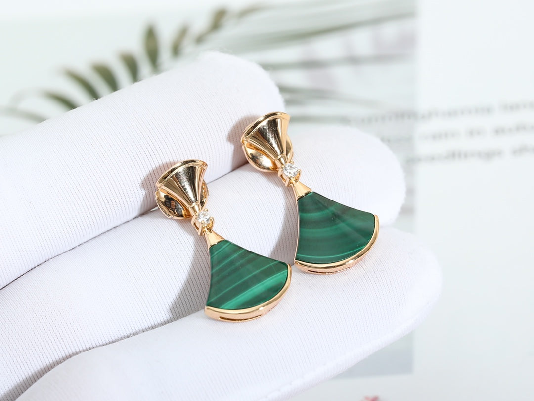 [GALE]DREAM MALACHITE PINK GOLD EARRINGS