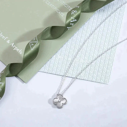 [GALE]CLOVER  15MM DIAMOND LASER NECKLACE SILVER