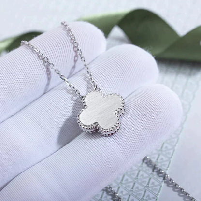 [GALE]CLOVER  15MM DIAMOND LASER NECKLACE SILVER