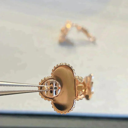 [GALE]CLOVER MEDIUM 1 MOTIFS GRAY MOP  DIAMOND EARRINGS