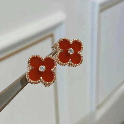 [GALE]CLOVER MEDIUM 1 MOTIFS CARNELIAN  DIAMOND earrings