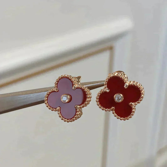 [GALE]CLOVER MEDIUM 1 MOTIFS CARNELIAN  DIAMOND earrings