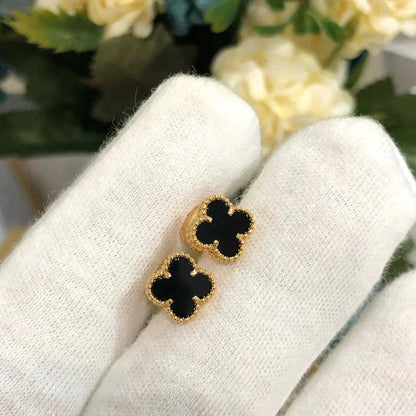 [GALE]CLOVER MINI 9.5MM BLACK MOP EARRINGS