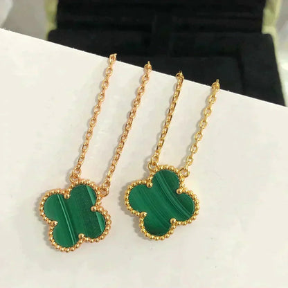 [GALE]CLOVER 15MM MALACHITE SINGLE FLOWER  NECKLACE
