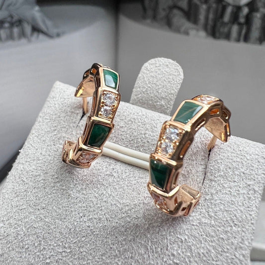 [GALE]SERPENTI MALACHITE PINK GOLD EARRINGS