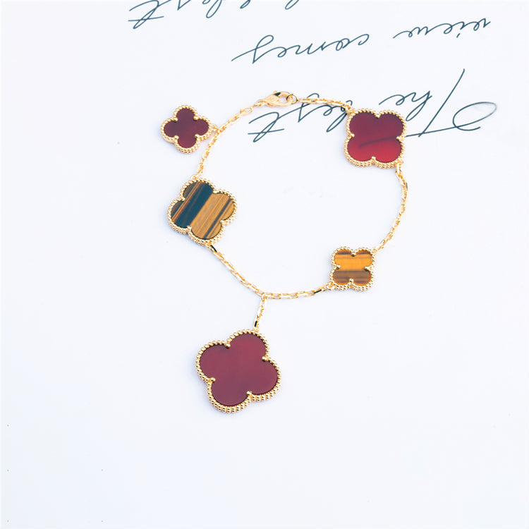 [NOVO]CLOVER ARMBAND 5 MOTIVE CARNELIAN TIGER EYE