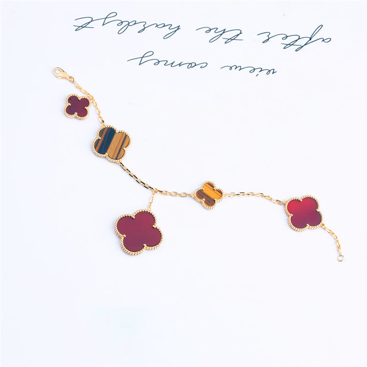 [NOVO]CLOVER ARMBAND 5 MOTIVE CARNELIAN TIGER EYE