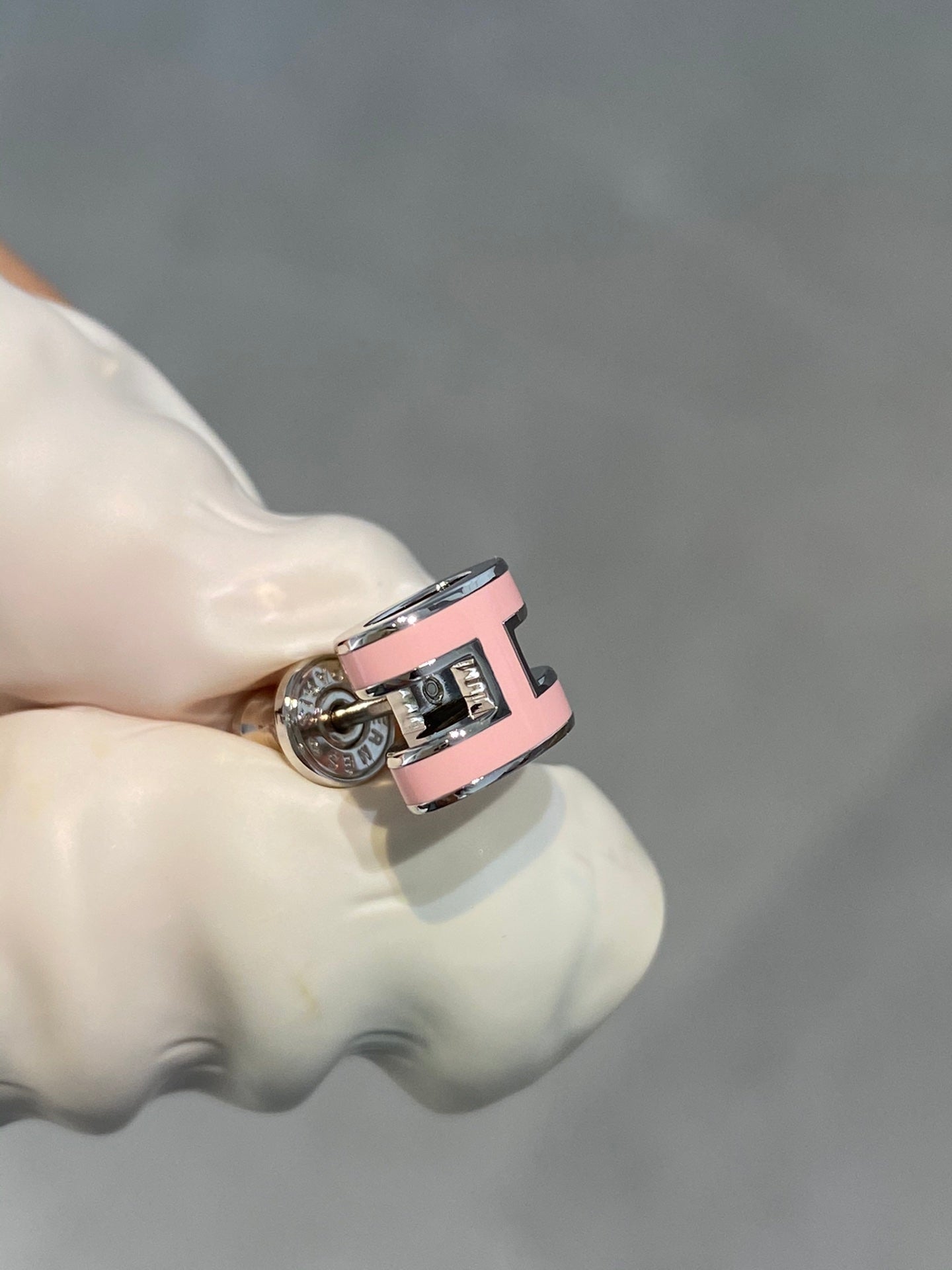 [GALE]MINI POP H SILVER EARRINGS PINK