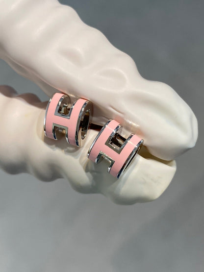 [GALE]MINI POP H SILVER EARRINGS PINK