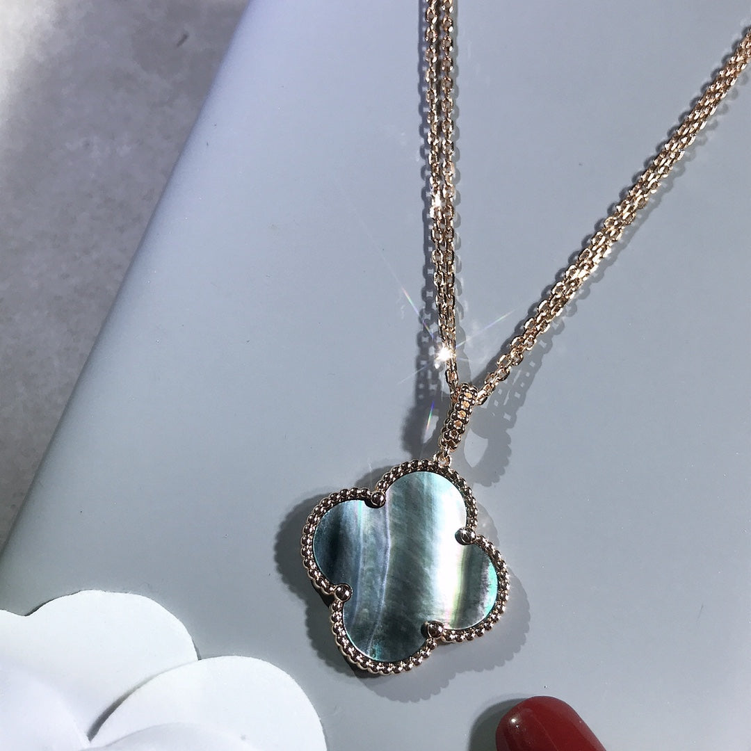 [GALE]CLOVER 25MM GOLD DARK MOP BIG CLOVER NECKLACE