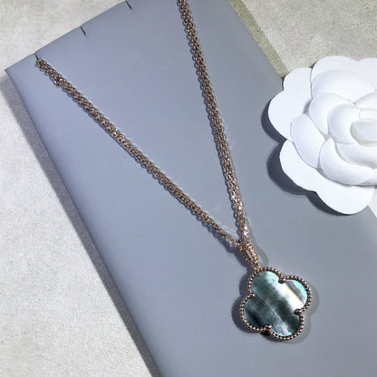 [GALE]CLOVER 25MM GOLD DARK MOP BIG CLOVER NECKLACE