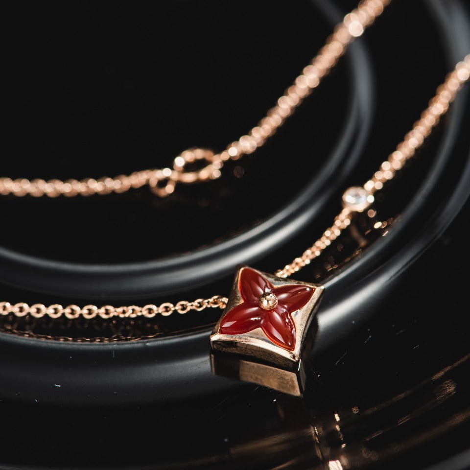[GALE]STAR NECKLACE PINK GOLD 1 DIAMOND