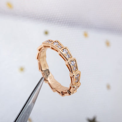 [GALE]SERPENTI RING PINK GOLD DIAMOND PAVED 3MM