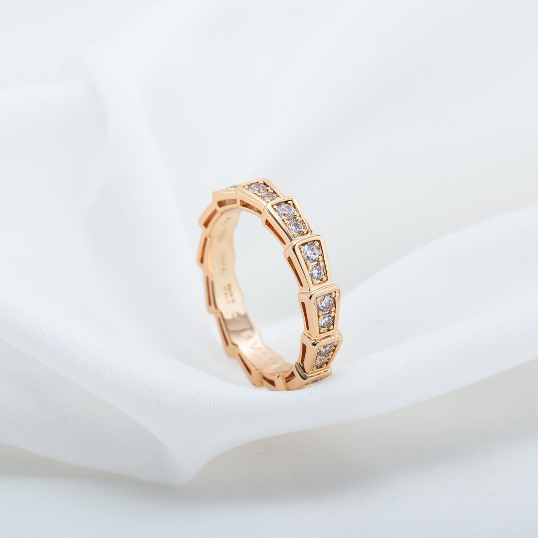 [GALE]SERPENTI RING PINK GOLD DIAMOND PAVED 3MM
