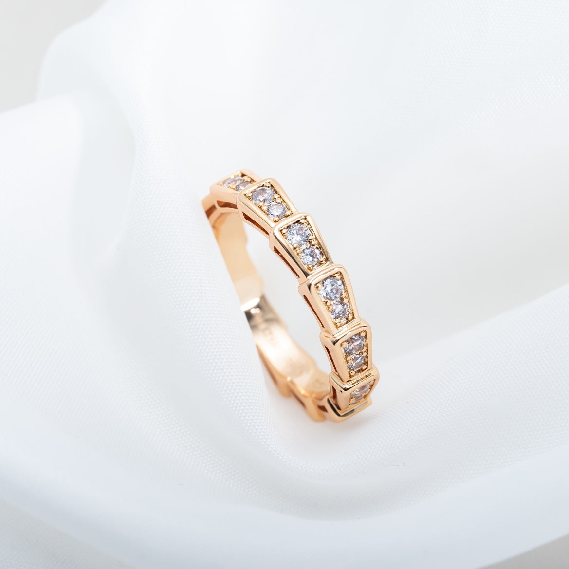 [GALE]SERPENTI RING PINK GOLD DIAMOND PAVED 3MM