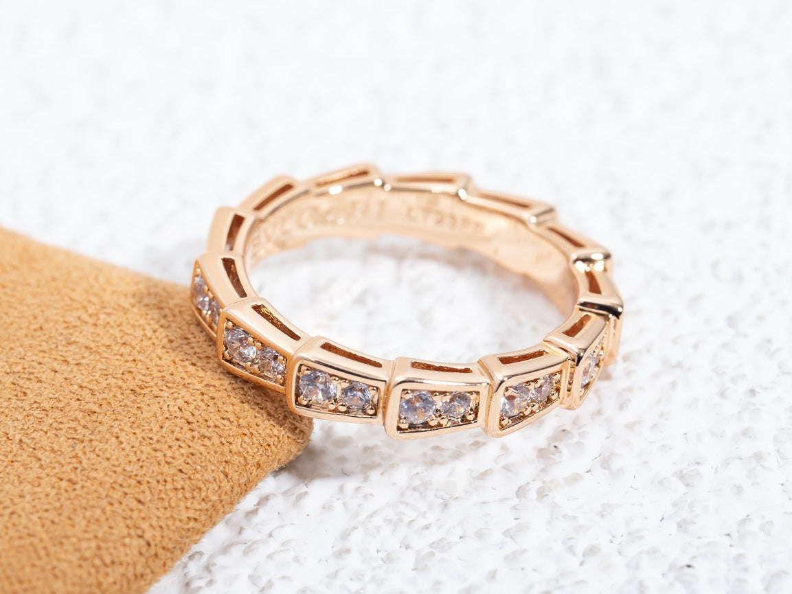 [GALE]SERPENTI RING PINK GOLD DIAMOND PAVED 3MM