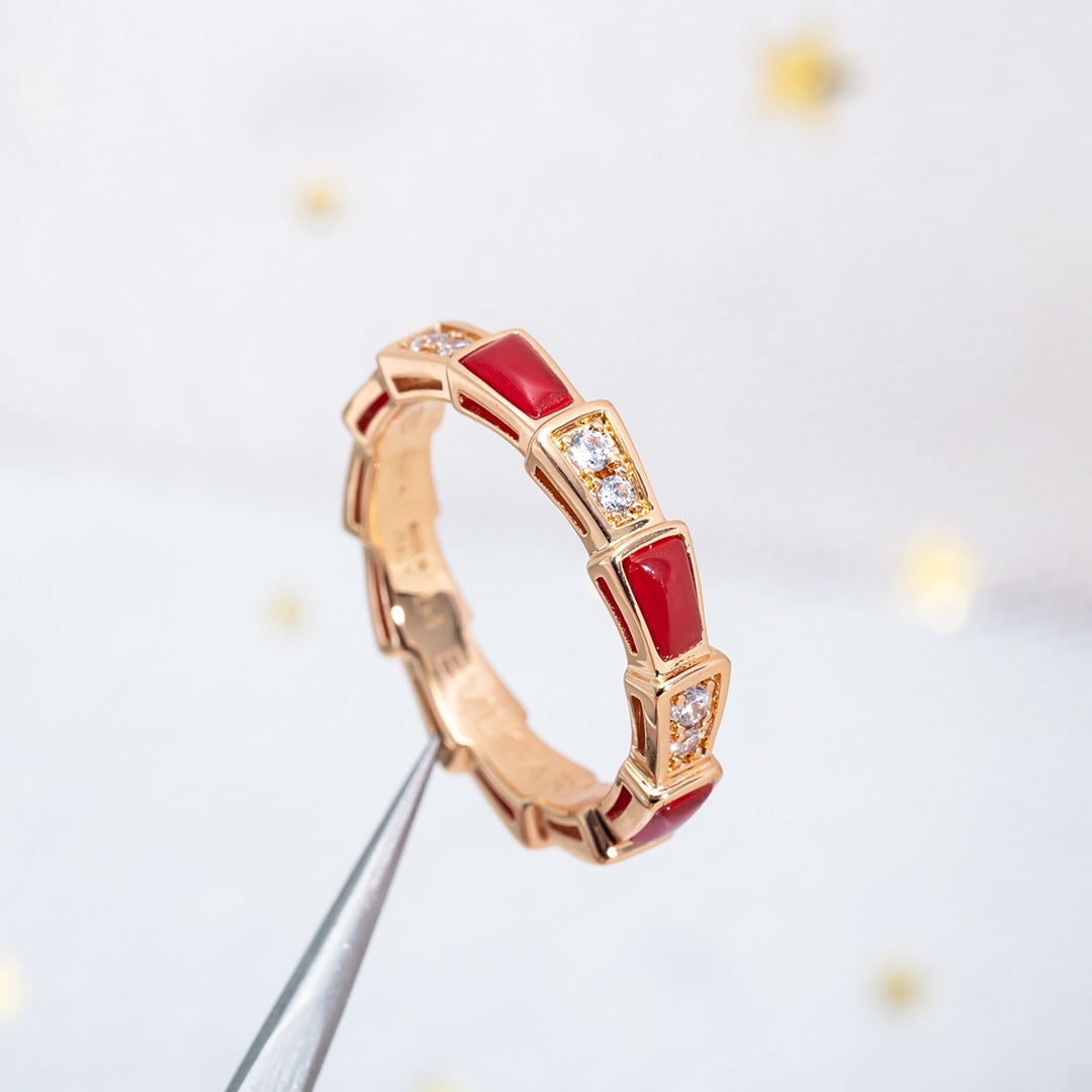 [GALE]SERPENTI RING PINK GOLD CARNELIAN DIAMOND 3MM