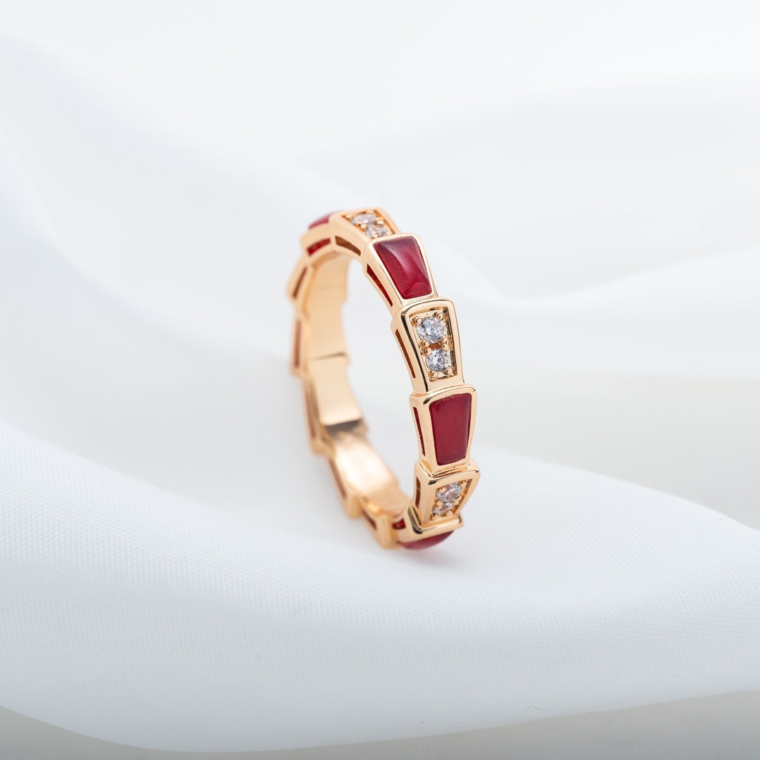 [GALE]SERPENTI RING PINK GOLD CARNELIAN DIAMOND 3MM