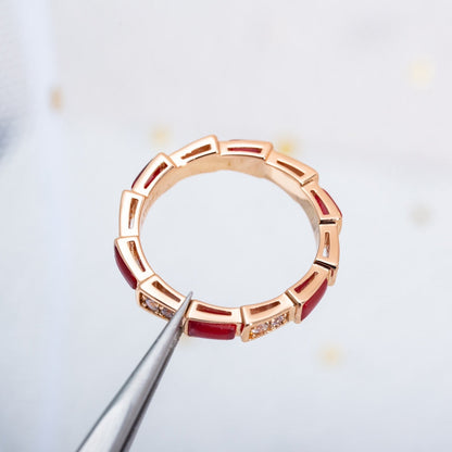 [GALE]SERPENTI RING PINK GOLD CARNELIAN DIAMOND 3MM