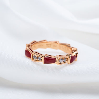 [GALE]SERPENTI RING PINK GOLD CARNELIAN DIAMOND 3MM