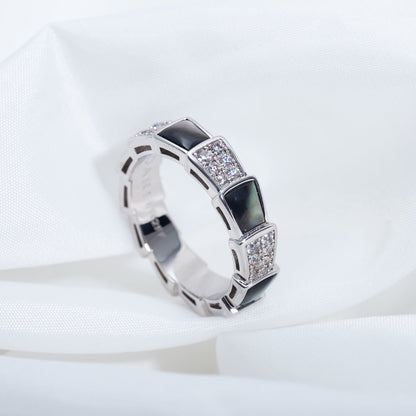 [GALE]SERPENTI RING SILVER DIAMOND BLACK MOP 4MM