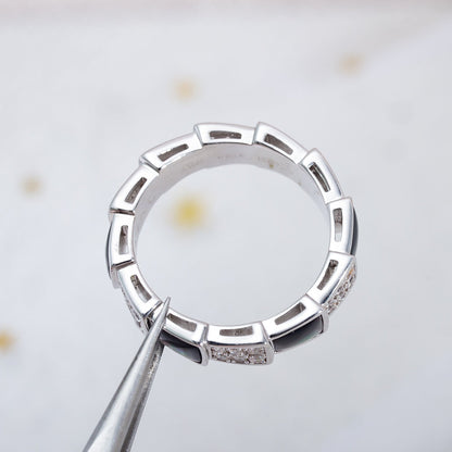 [GALE]SERPENTI RING SILVER DIAMOND BLACK MOP 4MM