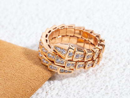 [GALE]SERPENTI RING PINK GOLD DIAMOND DOUBLE ROW