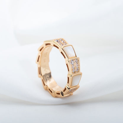 [GALE]SERPENTI RING PINK GOLD MOP DIAMOND PAVED 4MM