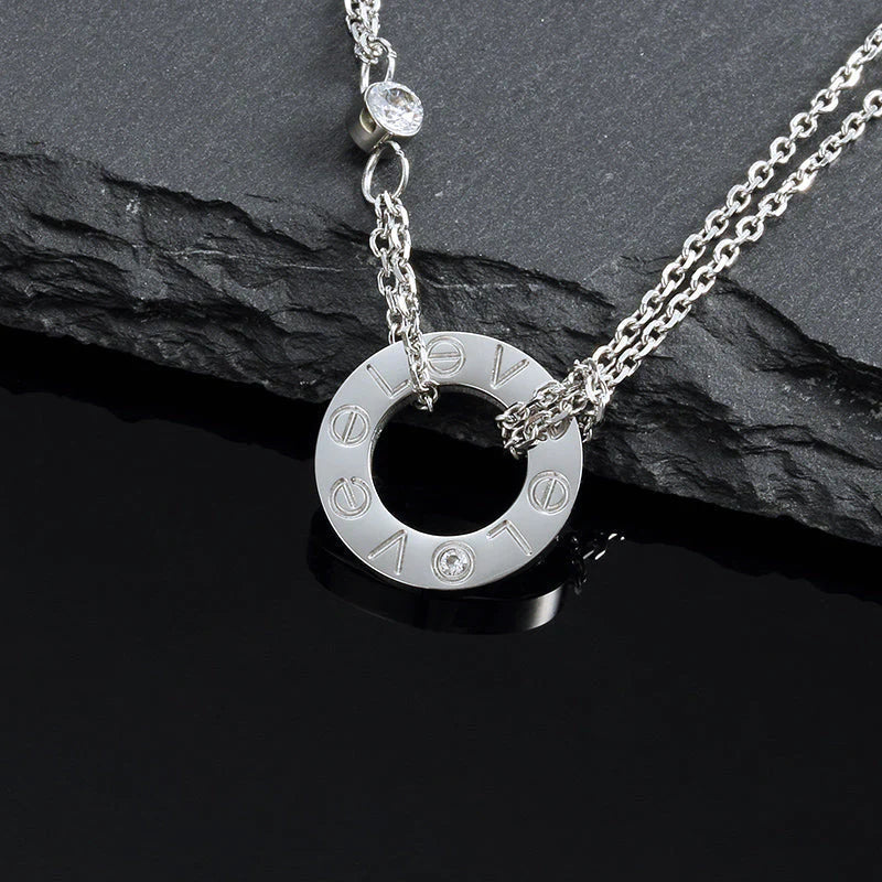 [GALE]LOVE NECKLACE 16MM 2 DIAMONDS