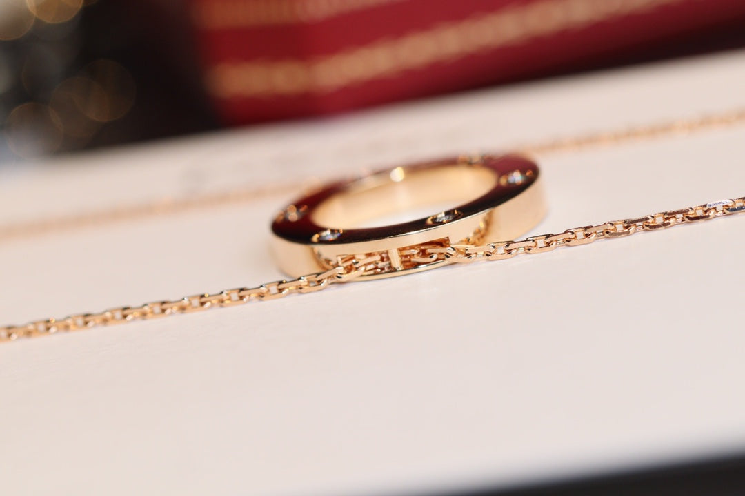 [GALE]LOVE NECKLACE 16MM 6 DIAMONDS PINK GOLD