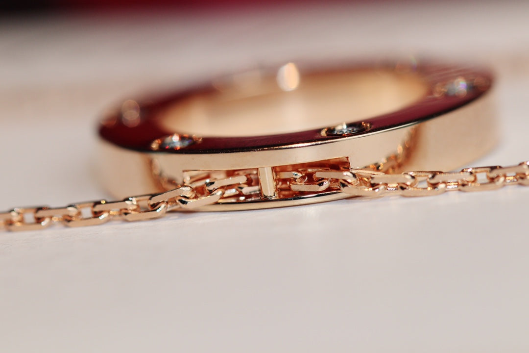 [GALE]LOVE NECKLACE 16MM 6 DIAMONDS PINK GOLD