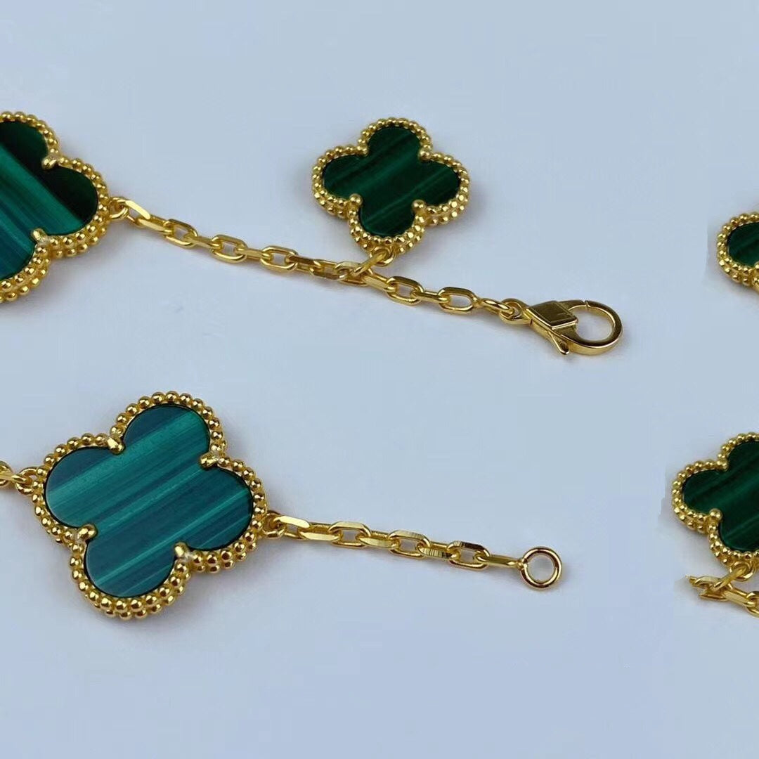 [NOVO]MAGIC CLOVER MALACHITE GOLD ARMBAND 5 MOTIVE