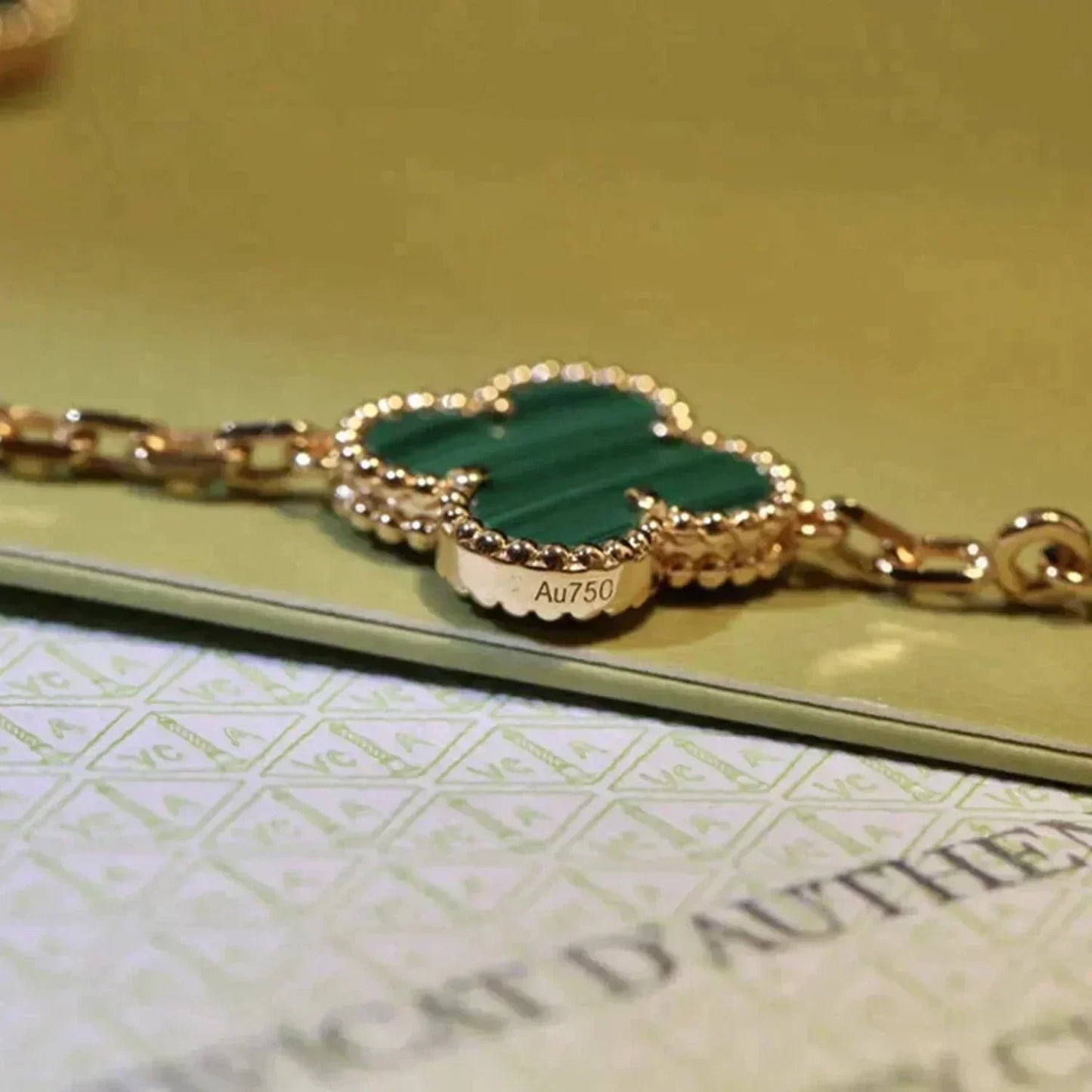 [GALE]CLOVER 5 MOTIFS MALACHITE BRACELET
