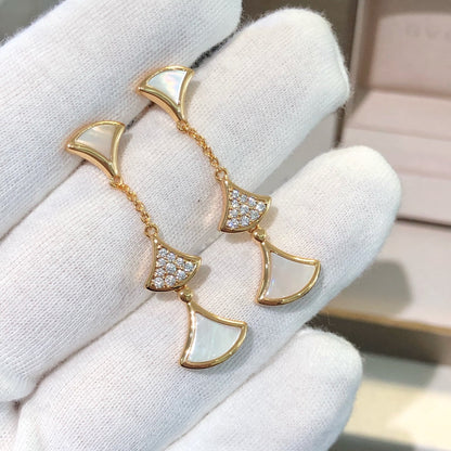 [GALE]DREAM EARRINGS 3 MOTIFS DIAMOND MOP PINK GOLD