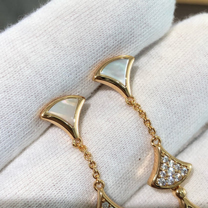 [GALE]DREAM EARRINGS 3 MOTIFS DIAMOND MOP PINK GOLD