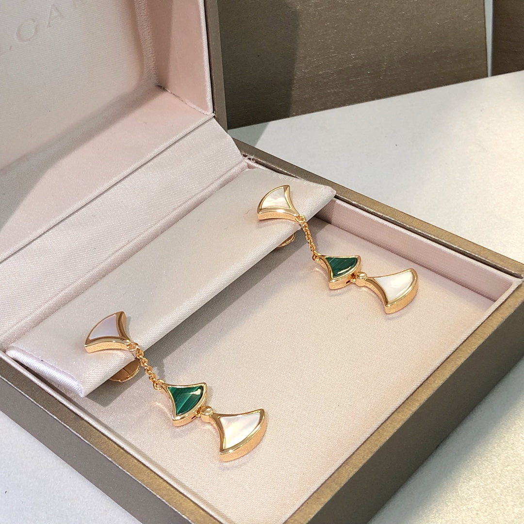 [GALE]DREAM EARRINGS 3 MOTIFS MALACHITE MOP PINK GOLD