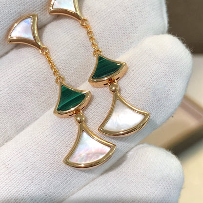 [GALE]DREAM EARRINGS 3 MOTIFS MALACHITE MOP PINK GOLD