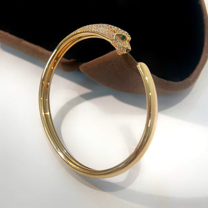 [GALE]PANTHERE GOLD DIAMOND OPEN BRACELET