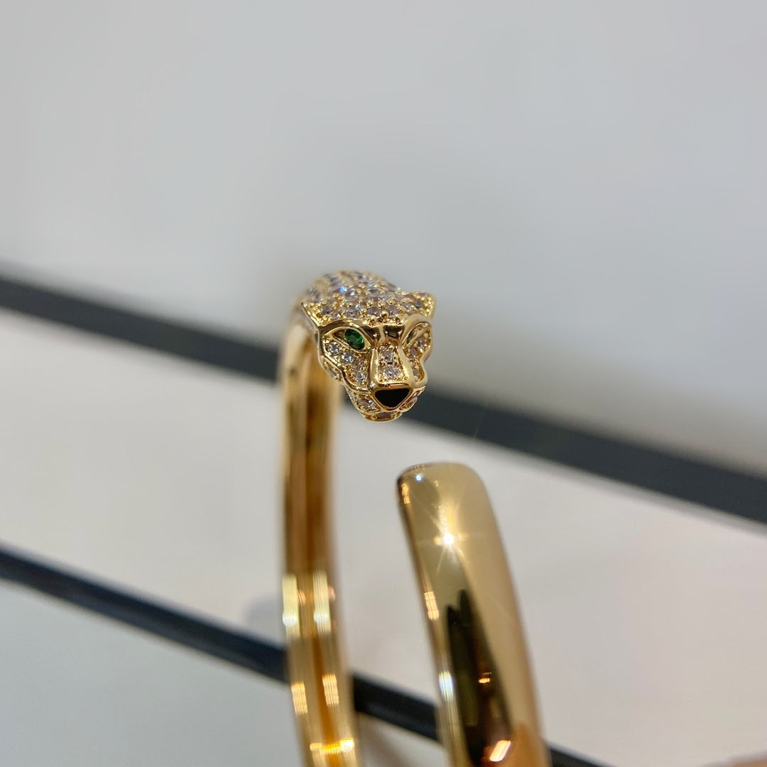 [GALE]PANTHERE GOLD DIAMOND OPEN BRACELET