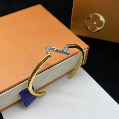 [GALE]VOLTE UPSITE DOWN DIAMOND GOLD OPEN BRACELET