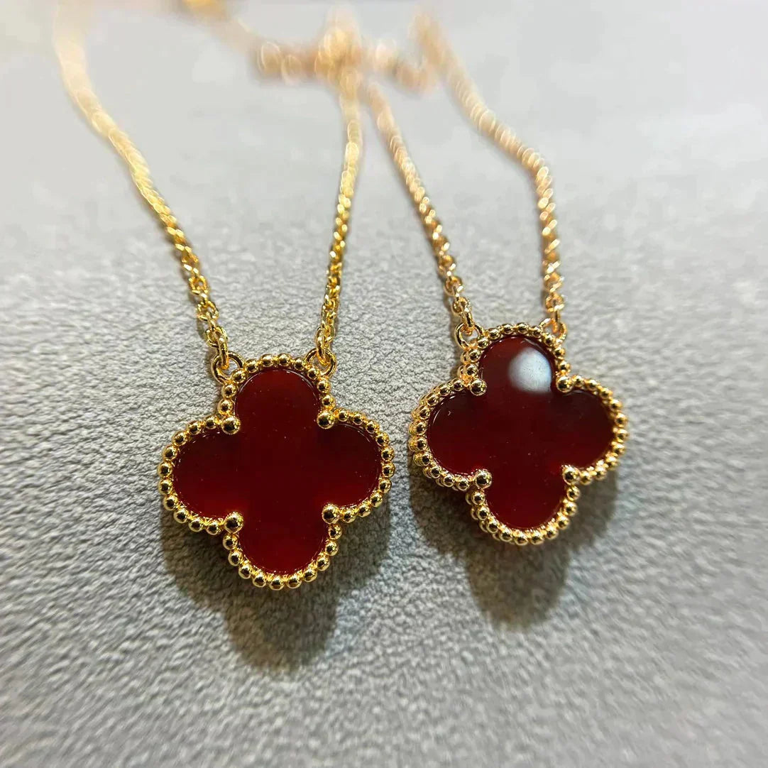 [GALE]CLOVER 15MM CARNELIAN SINGLE FLOWER NECKLACE