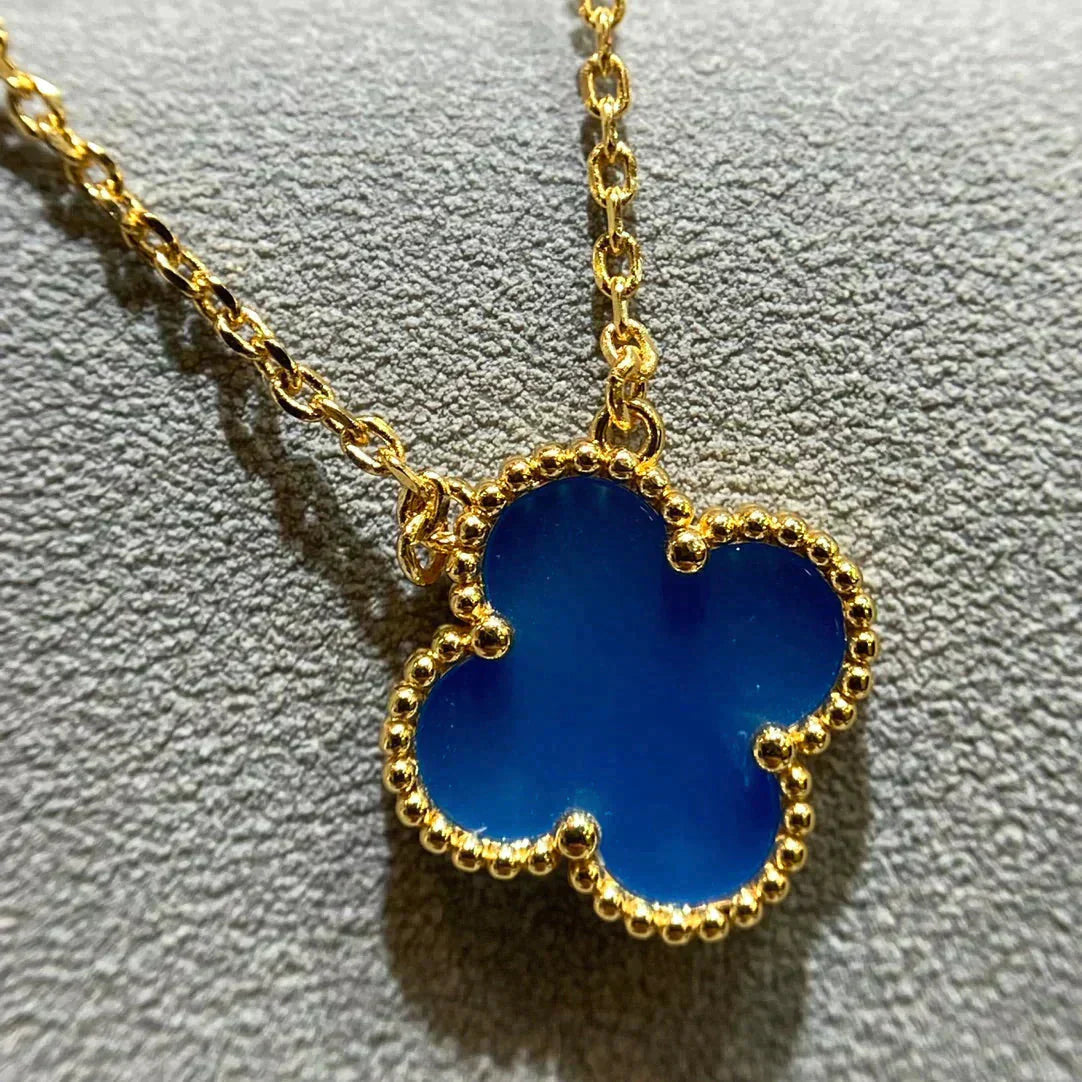 [GALE]CLOVER 15MM BLUE AGATE NECKLACE