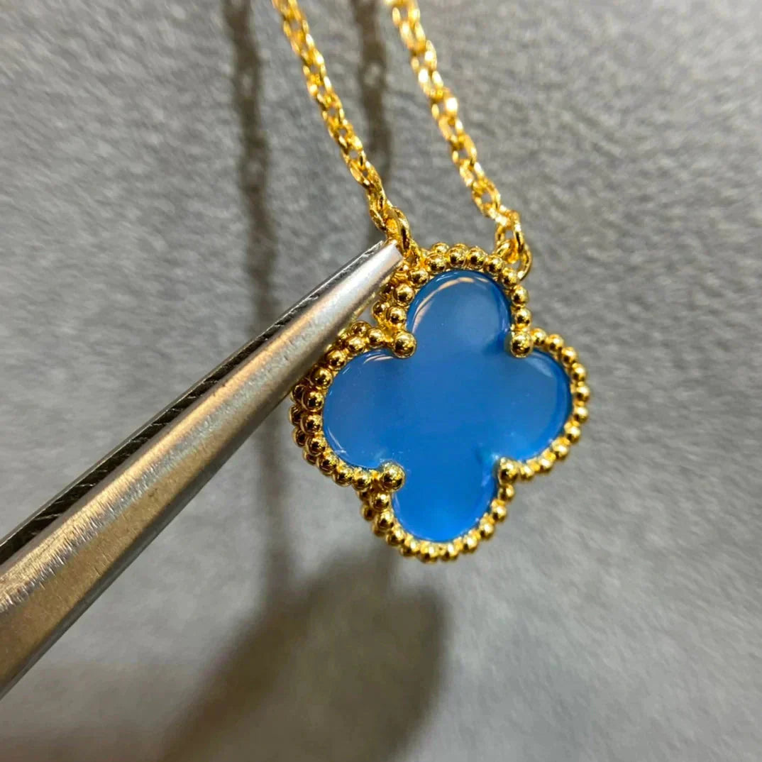 [GALE]CLOVER 15MM BLUE AGATE NECKLACE