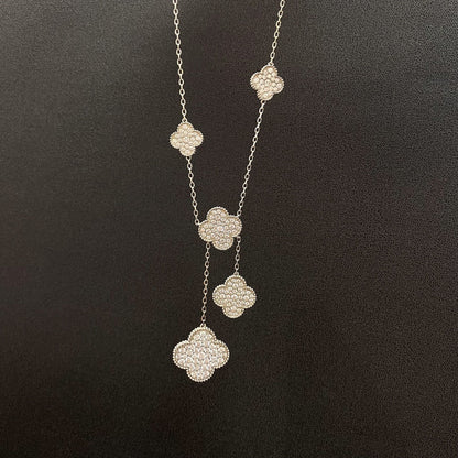 [GALE]CLOVER 5 MOTIFS SILVER DIAMONDS NECKLACE