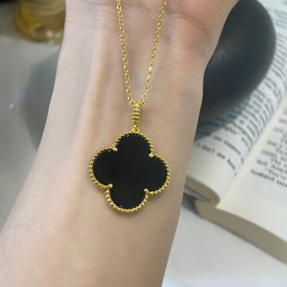 [GALE]CLOVER 25MM NECKLACE GOLD ONYX