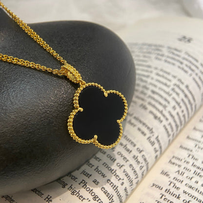 [GALE]CLOVER 25MM NECKLACE GOLD ONYX