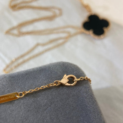 [GALE]CLOVER 25MM NECKLACE GOLD ONYX