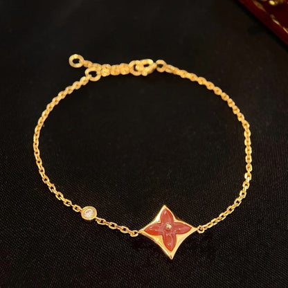 [GALE]COLOR STAR CARNELIAN PINK GOLD DIAMOND BRACELET