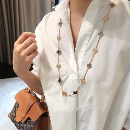 [GALE]CLOVER 20 MOTIFS DARK MOP DIAMOND  NECKLACE